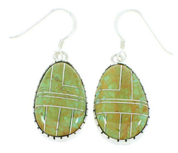 Silver Turquoise Inlay Jewelry Hook Dangle Earrings BW74303